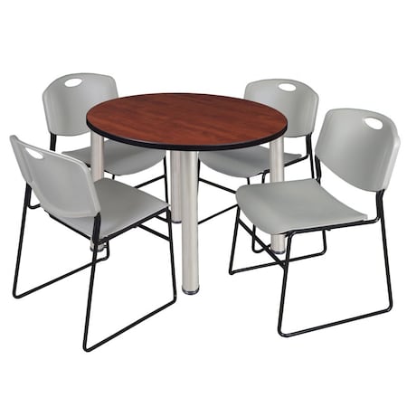 Regency Kee Round Table & Chair Set, Wood, Metal, Polypropylene Top TB36RNDCHBPCM44GY